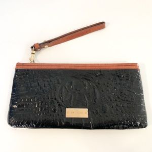 Luxury Brahmin Wristlet / Black and Brown Clutch